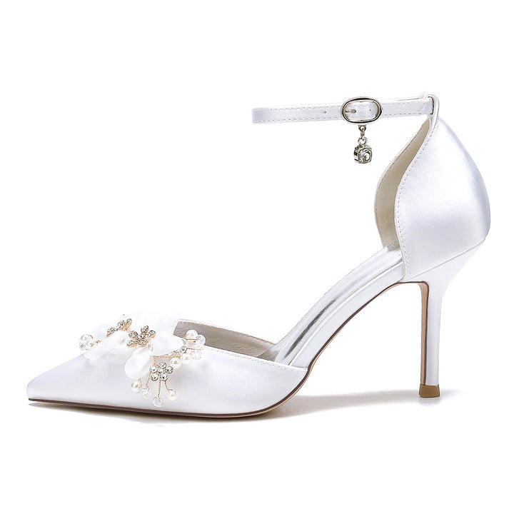 Women's Wedding Flowers High Heel Pointed Toe Bridal Shoes