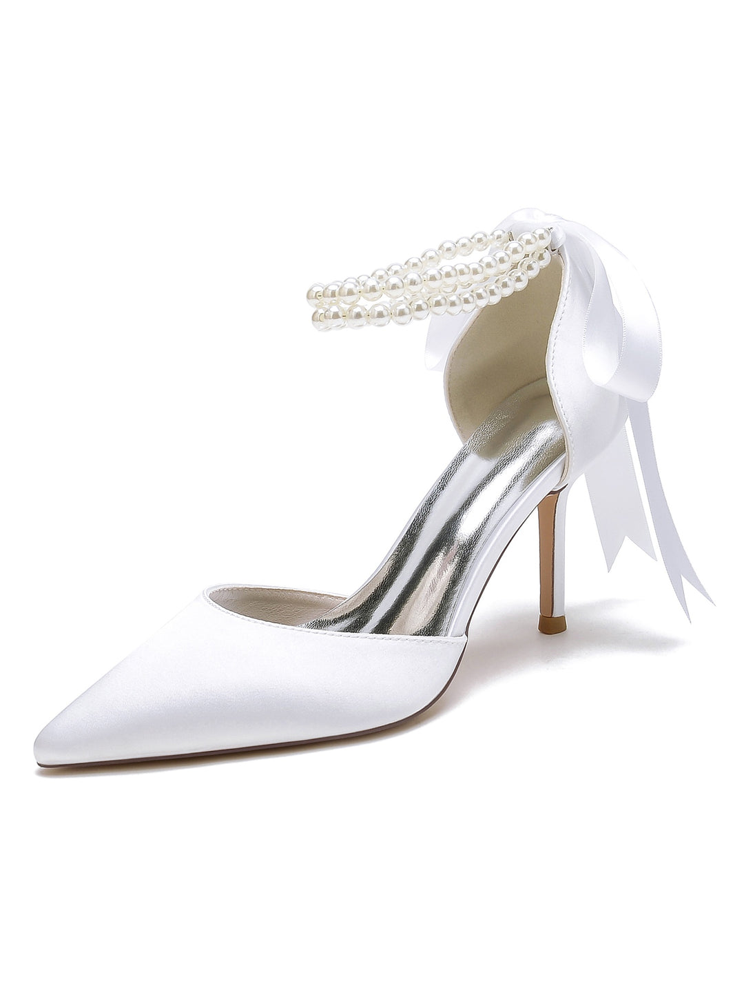 Women's Wedding Shoes Beadings Pointed Toe High Heel Bridesmaid Shoes