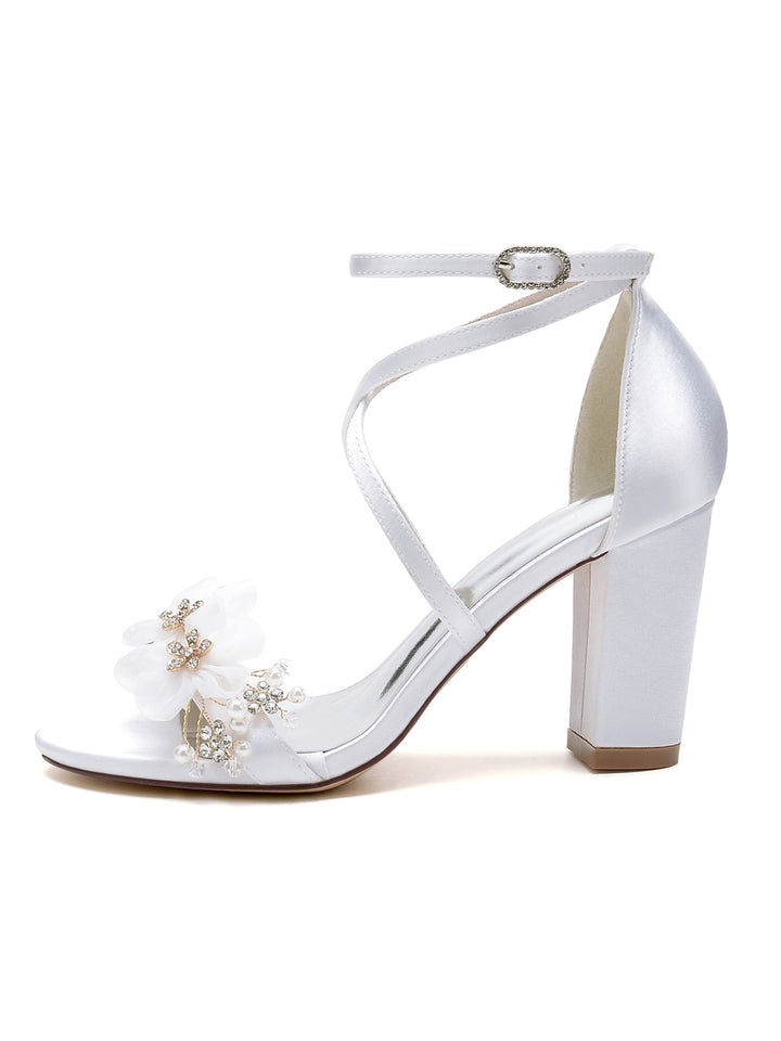 Women's Wedding Shoes Rhinestone High Heel Open Toe Bridal Shoes