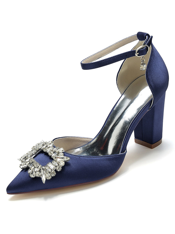 Women's Rhinestone High Heel Pointed Toe Bridesmaid Shoes