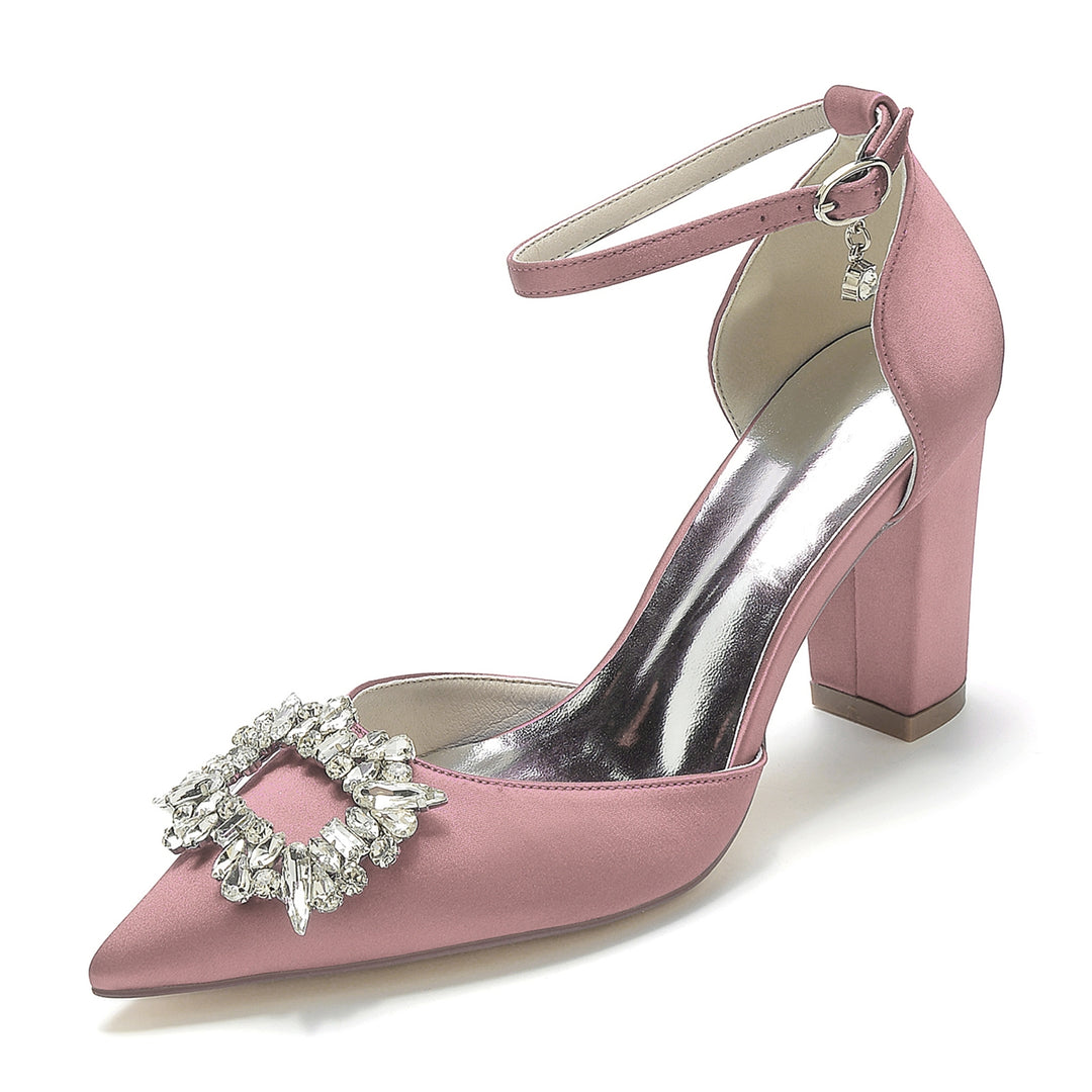 Women's Rhinestone High Heel Pointed Toe Bridesmaid Shoes