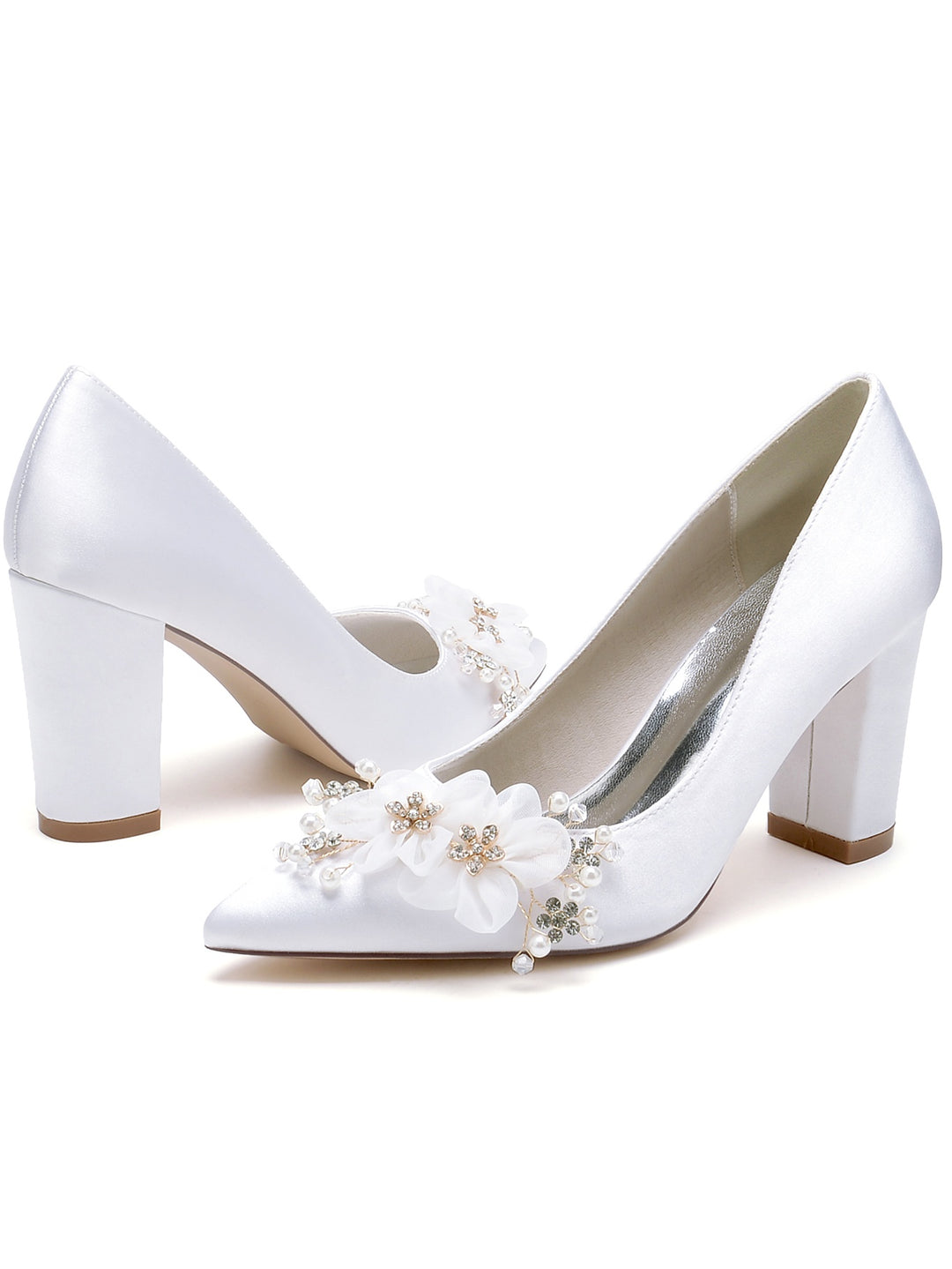 Women's Rhinestone Pointed Toe High Heel Bridesmaid Shoes