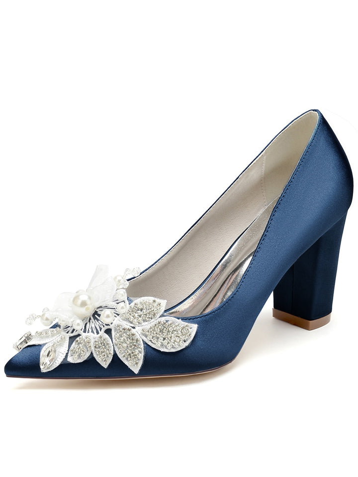 Women's Wedding Shoes Lace High Heel Pointed Toe Bridesmaid Shoes