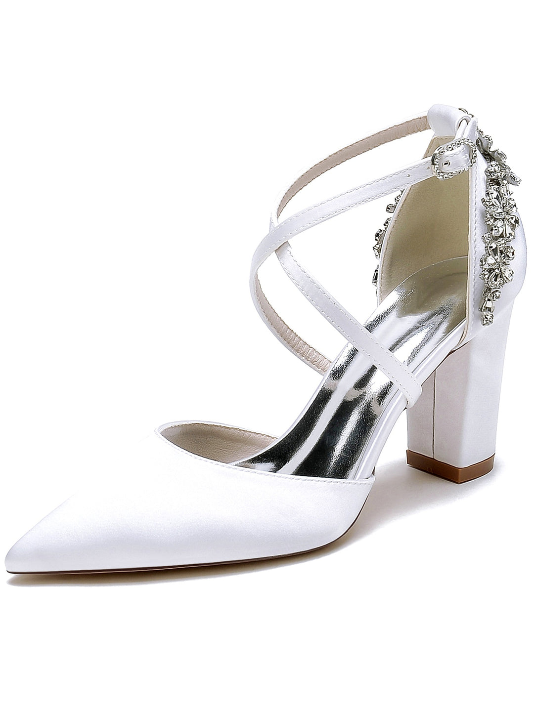 Women's Rhinestone High Heel Pointed Toe Bridesmaid Shoes