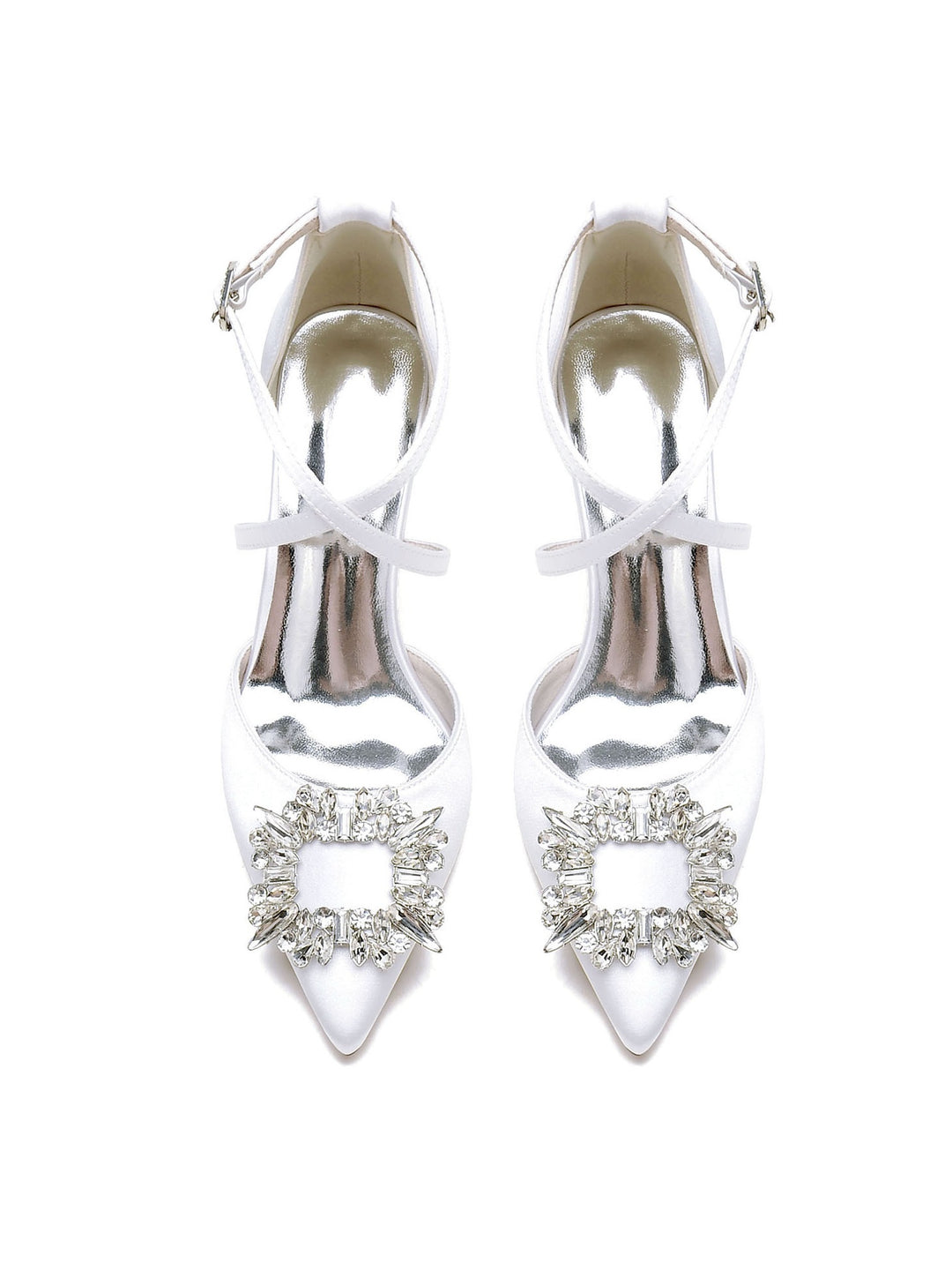 Women's Wedding Shoes Rhinestone High Heel Pointed Toe Bridal Shoes