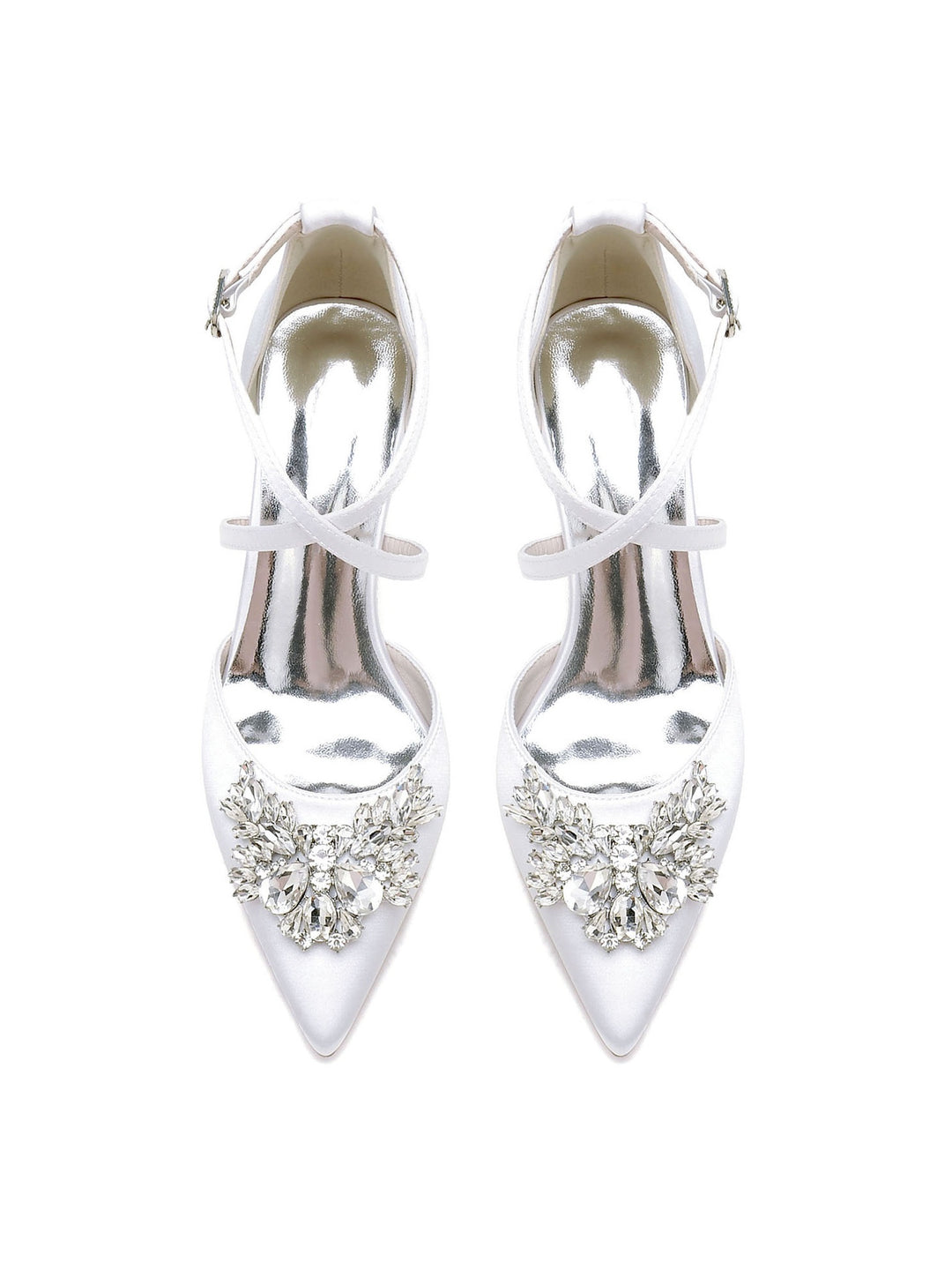 Women's Wedding Shoes Rhinestone High Heel Pointed Toe Bridal Shoes