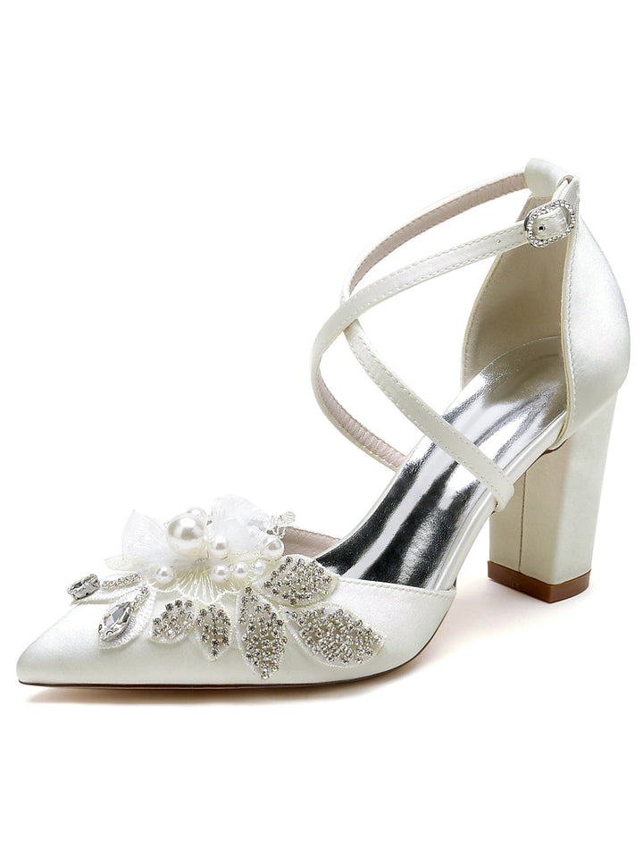 Lace Stiletto Heel Pointed Toe Bridal Shoes