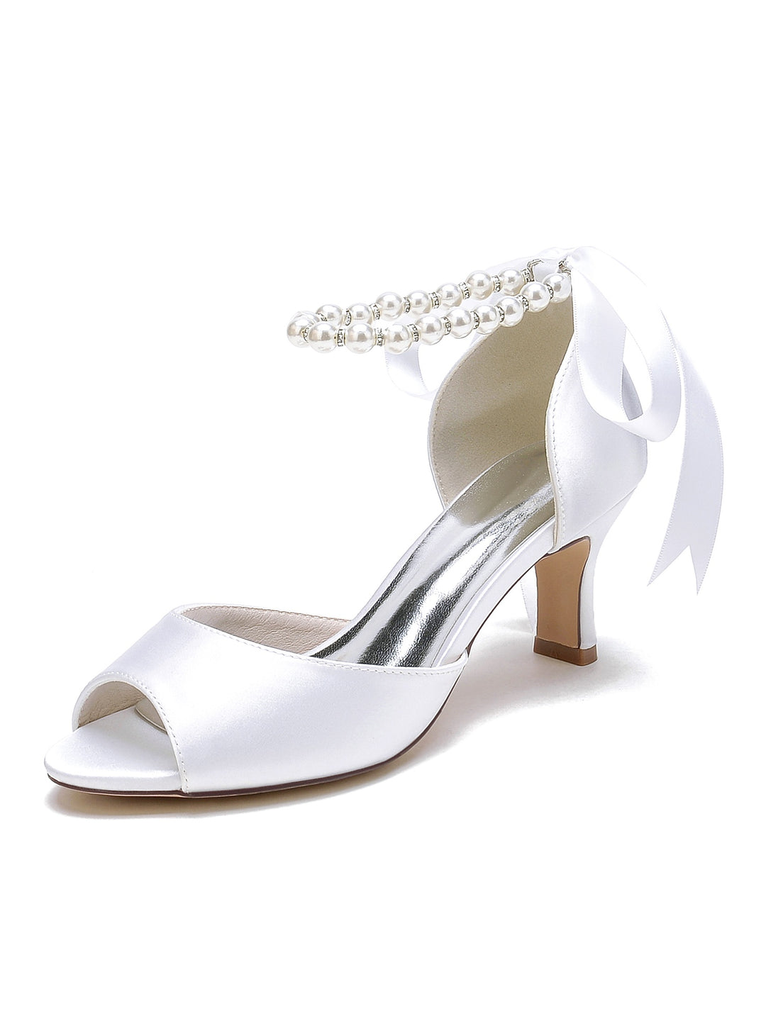 Women's  Wedding Beadings Mid Heel Open Toe Bridal Shoes