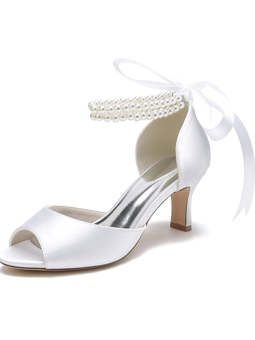 Women's Wedding Bowknot Stiletto Heel Open Toe Bridal Shoes