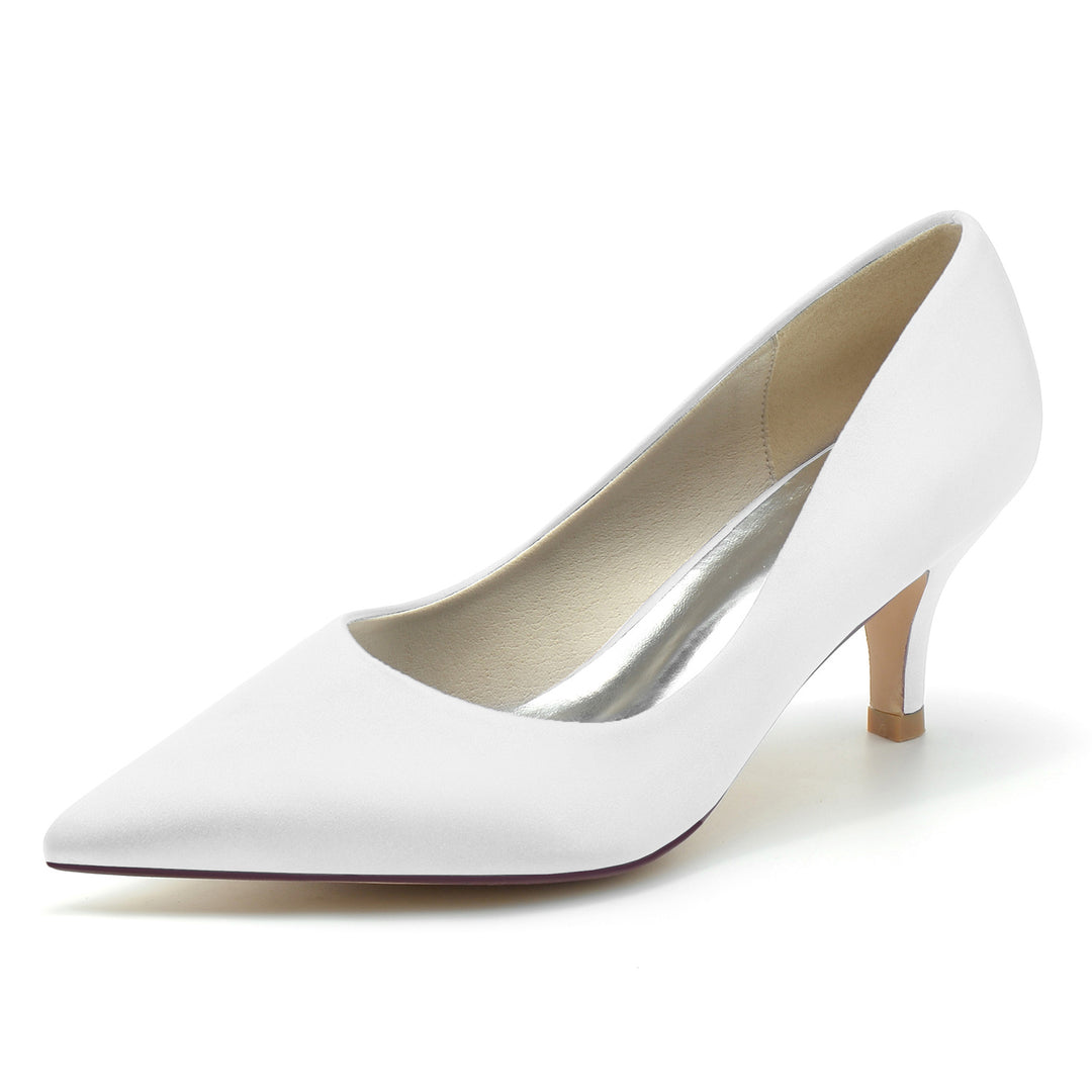 Women's Wedding Shoes Mid Heel Silk Silk Pointed Toe Minimalist Bridal Shoes