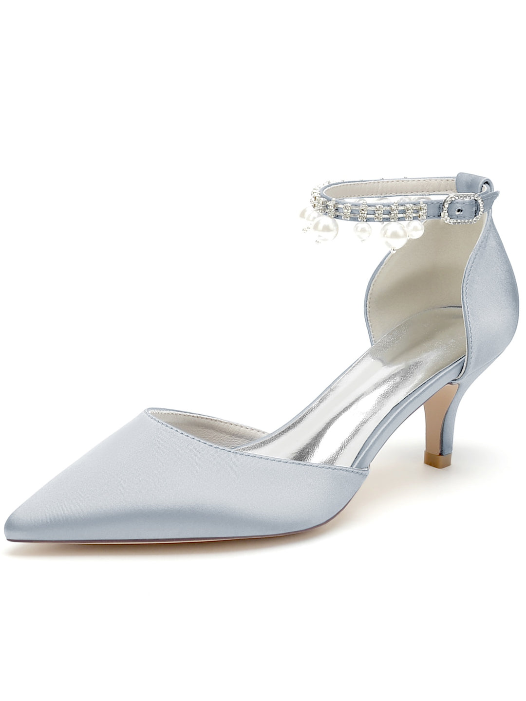 Women's Wedding Rhinestone Mid Heel Pointed Toe Bridesmaid Shoes