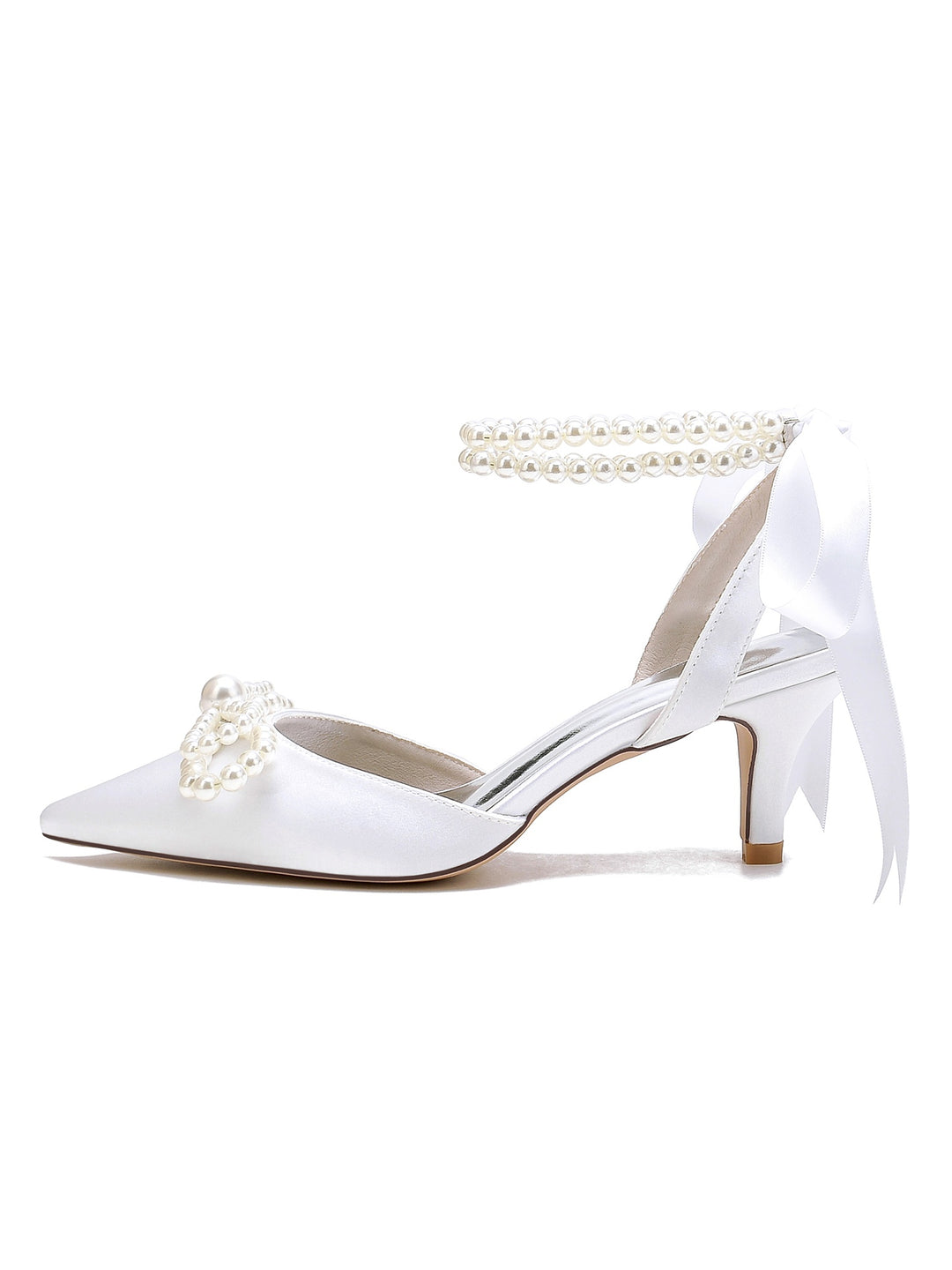 Women's  Beadings Mid Heel Pointed Toe Bridal Shoes