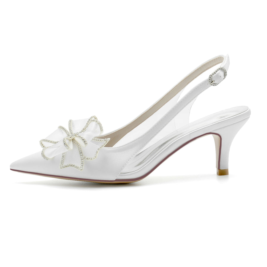 Women's Wedding Shoes Silk Satin Pointed Toe High Heel Buckle Minimalist Bridal Shoes main image 1