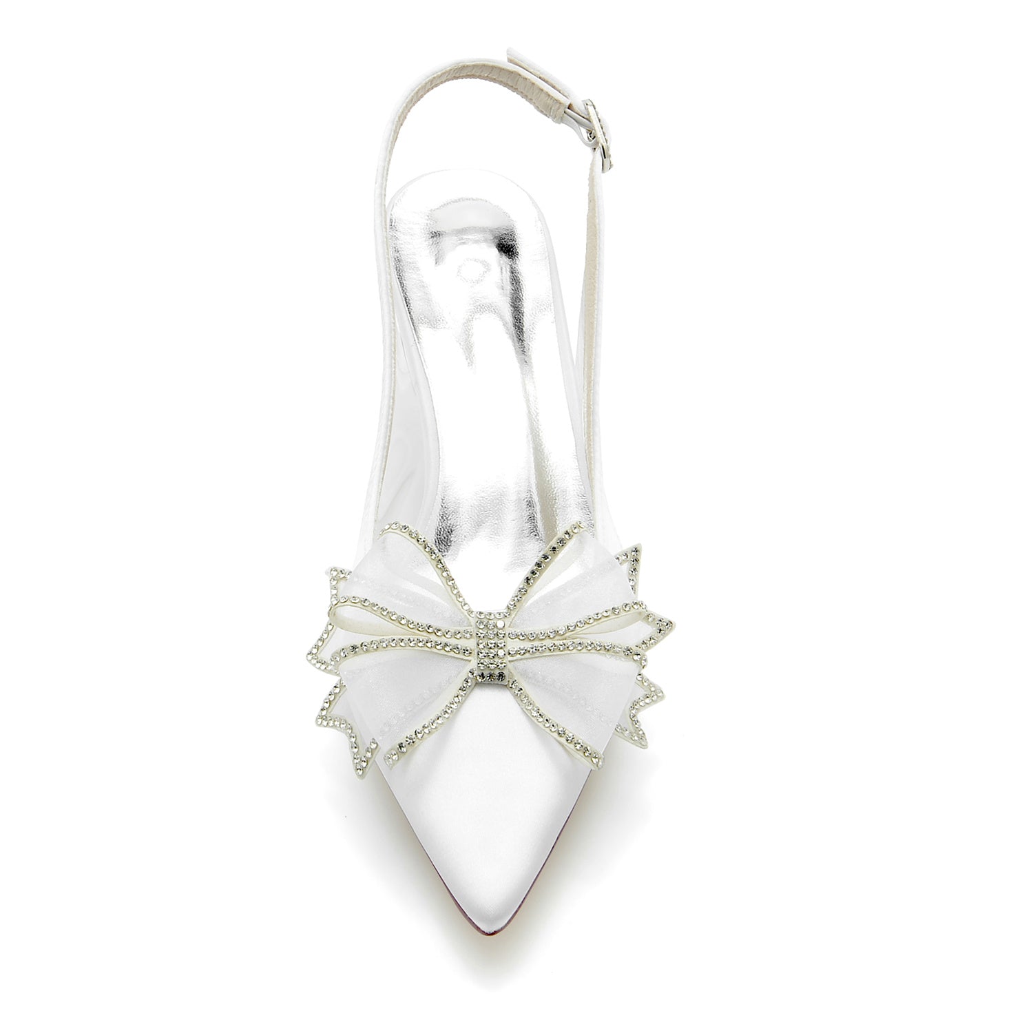 Women's Wedding Shoes Silk Satin Crystal Stiletto Pointed Toe Buckle Bridal Shoes