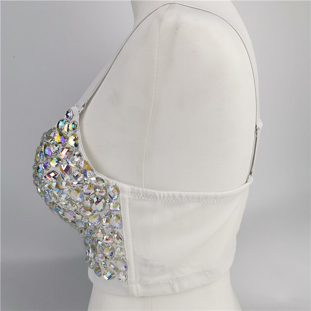 Sexy Y2K Year 2000 Women's Rhinestone Diamond Cosplay Costume Carnival Party Bra