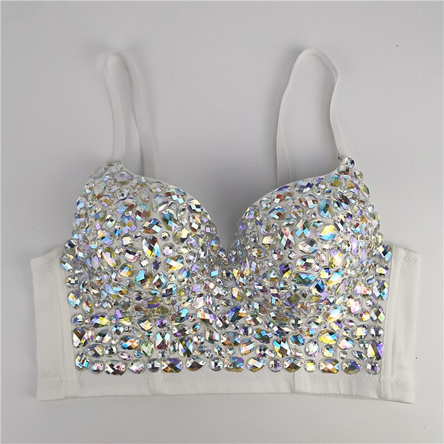 Sexy Y2K Year 2000 Women's Rhinestone Diamond Cosplay Costume Carnival Party Bra