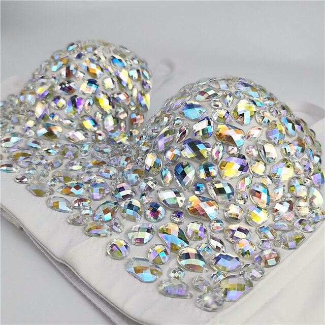 Sexy Y2K Year 2000 Women's Rhinestone Diamond Cosplay Costume Carnival Party Bra