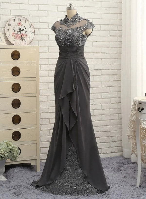 Sheath/Column High Neck Floor-Length Mother of the Bride Dresses