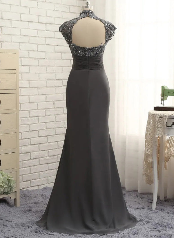 Sheath/Column High Neck Floor-Length Mother of the Bride Dresses