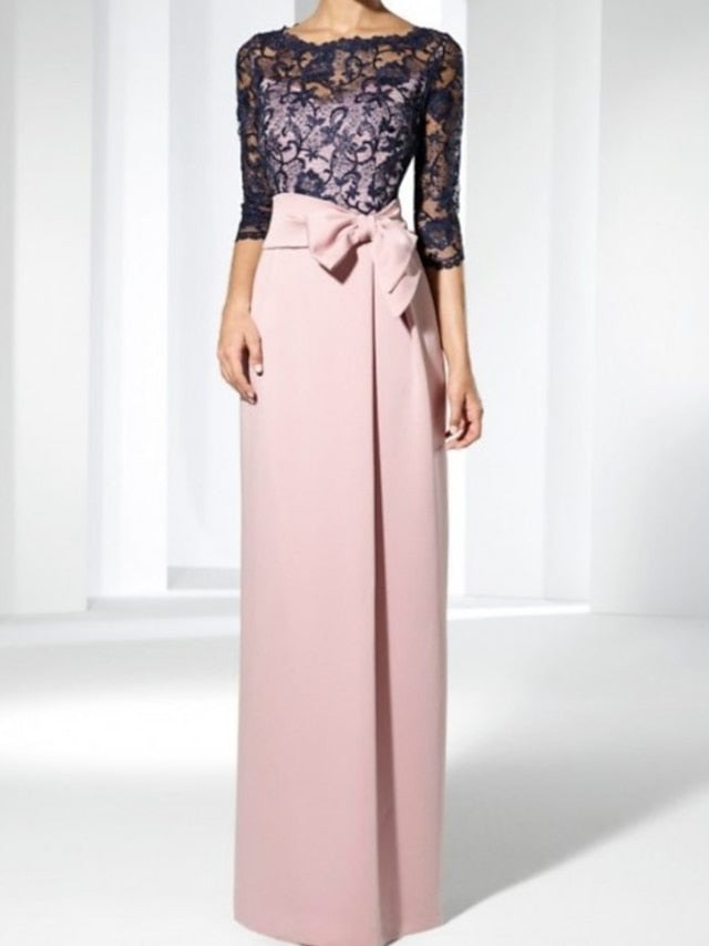 Sheath/Column Mother of the Bride Dresses for Women's Satin Wedding Formal Evening Party Dress with Lace Appliques, Candy Pink Sheath/Column Mother of the Bride Dresses for Women's Satin Wedding Formal Evening Party Dress with Lace Appliques, Candy Pink