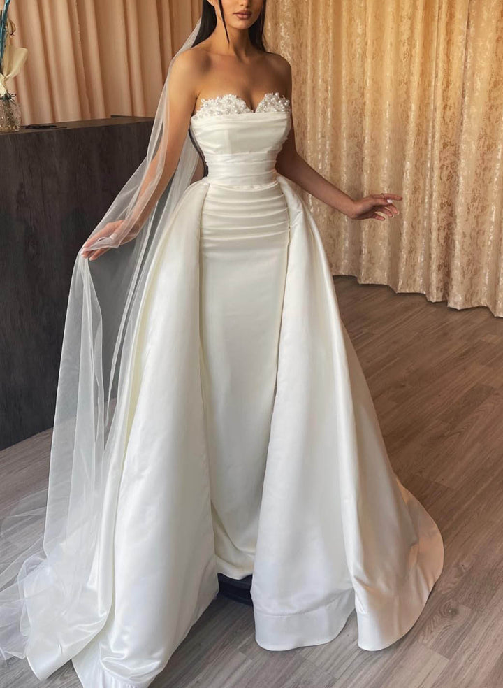 Sheath/Column Off-the-Shoulder Floor-length Lace Wedding Dress