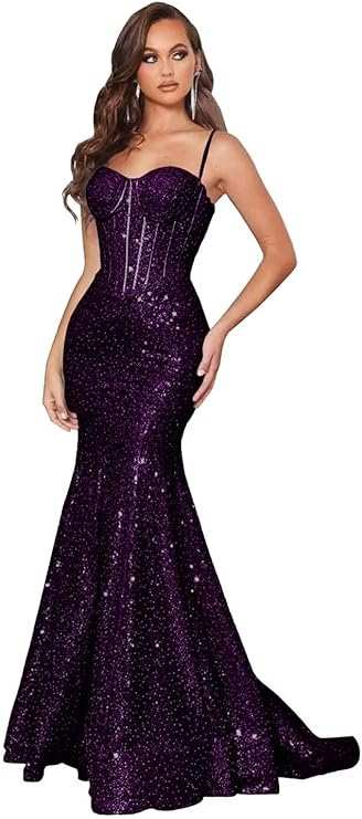 Mermaid/Trumpet Spaghetti Straps Prom Dresses with Sequin