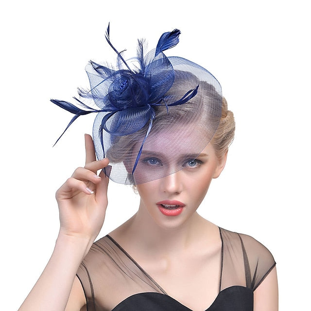 Fascinators Tulle Wedding Horse Race With Feather Headpiece