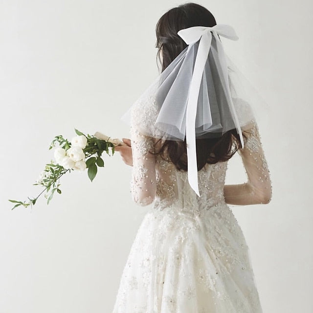 Two-tier Sweet Style Wedding Veils with Satin Bow