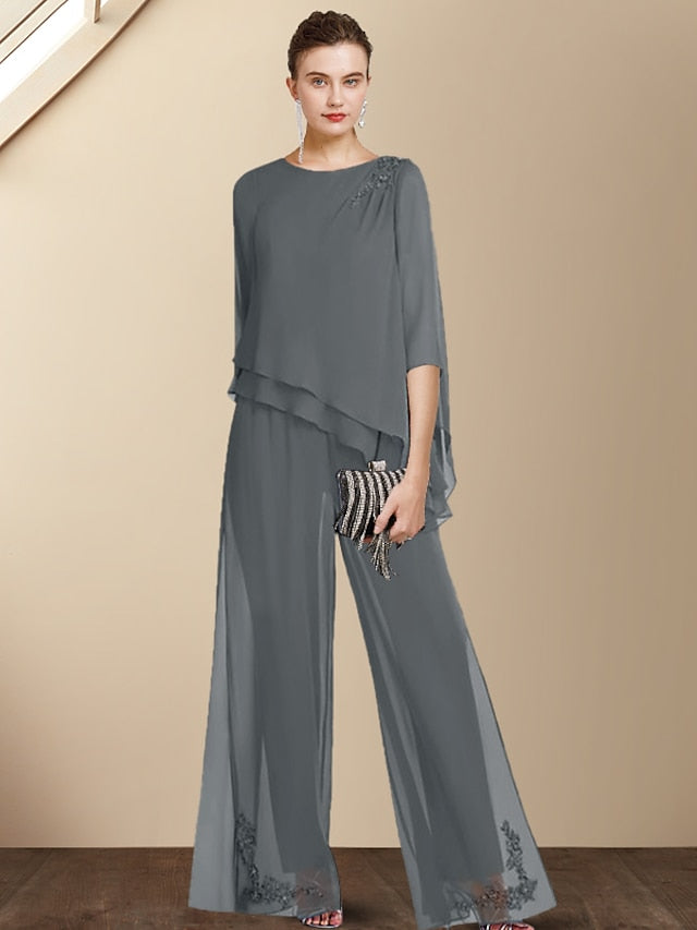 Chiffon Mother of the Bride Pantsuits with Jacket