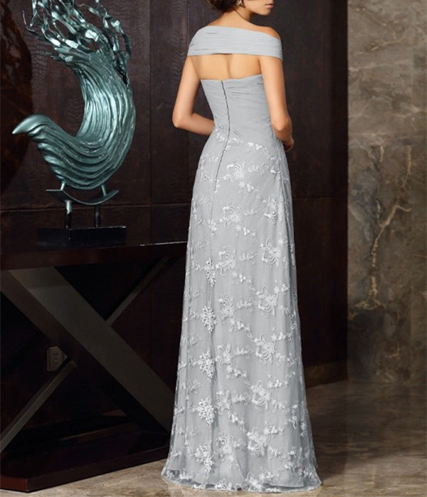 A Line/Princess Off-the-Shoulder Tea-Length Mother of the Bride Dresses with 3D Flower