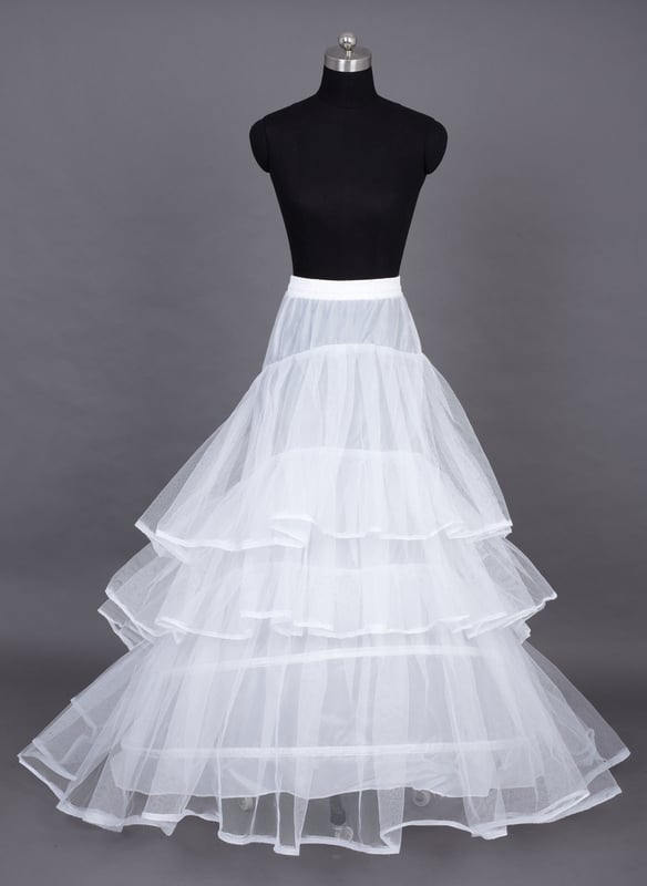 Women Chapel Train Nylon/Tulle Netting Floor-Length 3 Tiers Petticoats