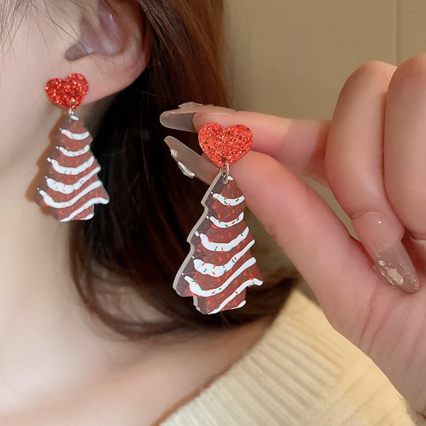Women's Christmas Tree Plastic Earrings