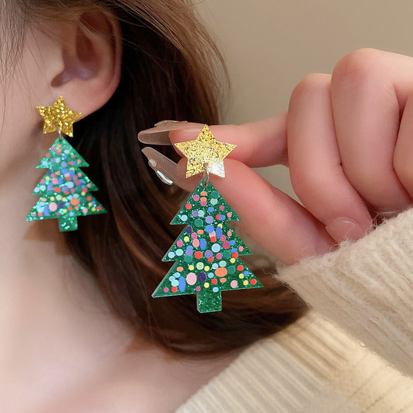 Women's Christmas Tree Plastic Earrings