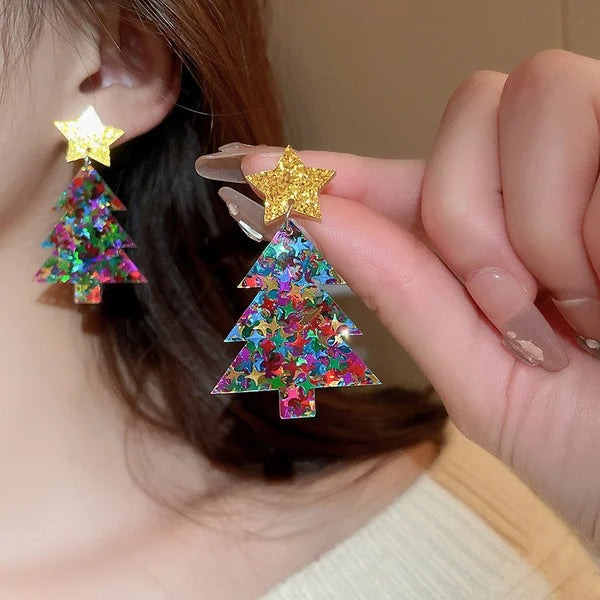 Women's Christmas Tree Plastic Earrings