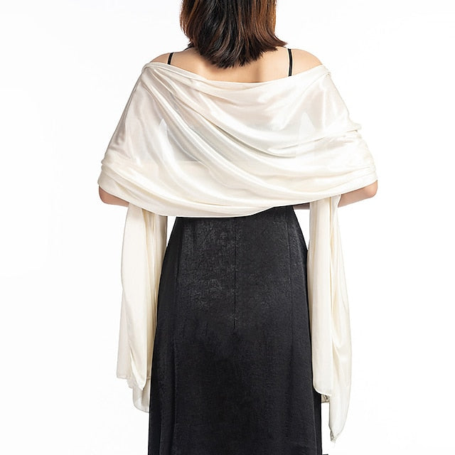 Women's Imitation Silk Sheer Scarf Cape Solid Color Long Shawl Wrap