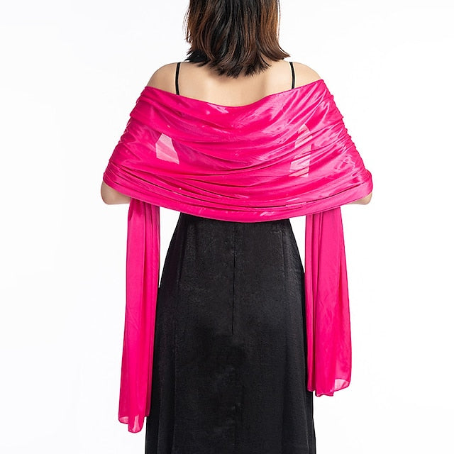 Women's Imitation Silk Sheer Scarf Cape Solid Color Long Shawl Wrap