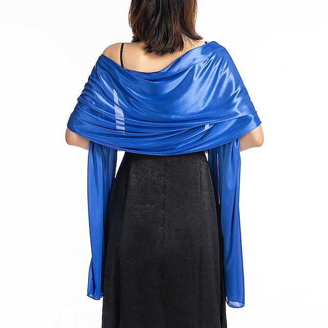 Women's Imitation Silk Sheer Scarf Cape Solid Color Long Shawl Wrap