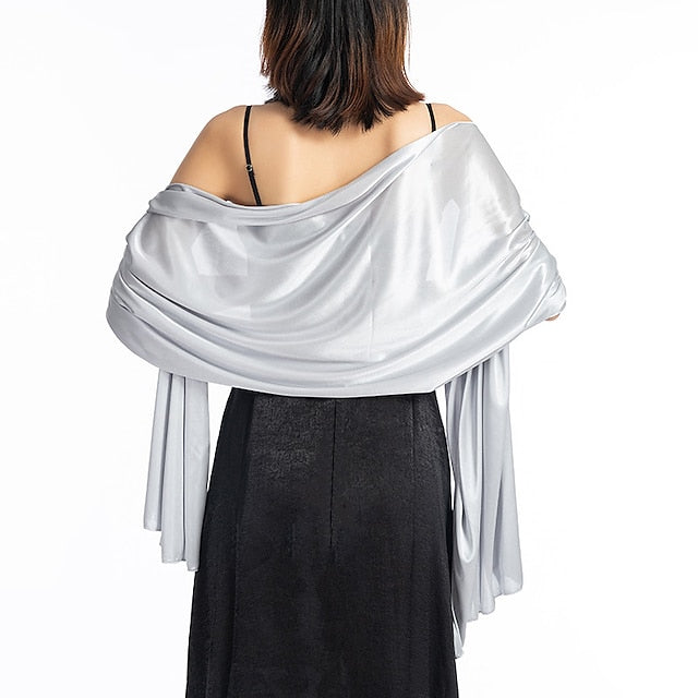 Women's Imitation Silk Sheer Scarf Cape Solid Color Long Shawl Wrap