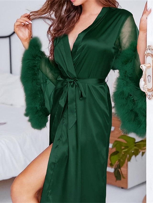 Women's Pajamas Bathrobe Robes Gown Pure Color