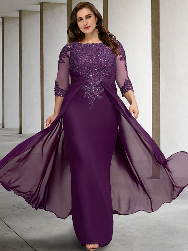 A-Line/Princess Jewel Neck Floor-Length Mother of the Bride Dresses