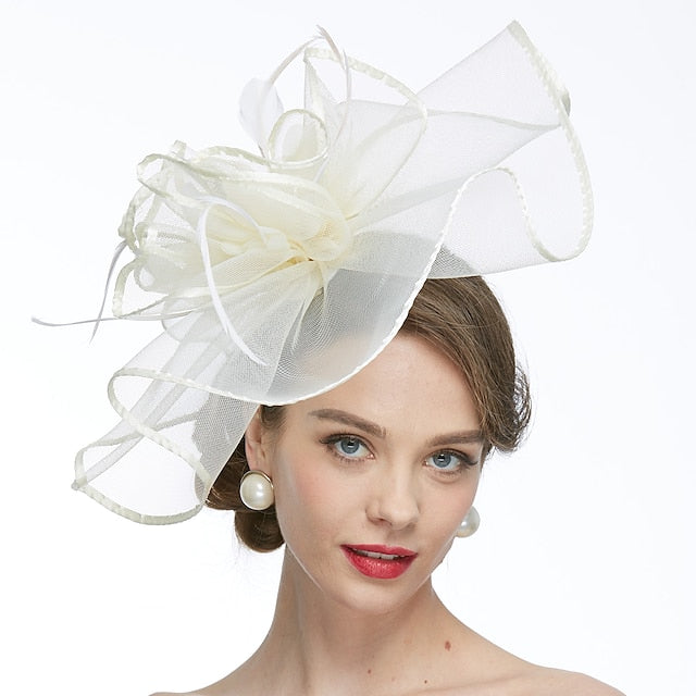 Women's Net Tea Party Special Occasion Wedding With Flowers Headpiece