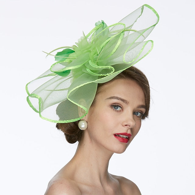 Women's Net Tea Party Special Occasion Wedding With Flowers Headpiece