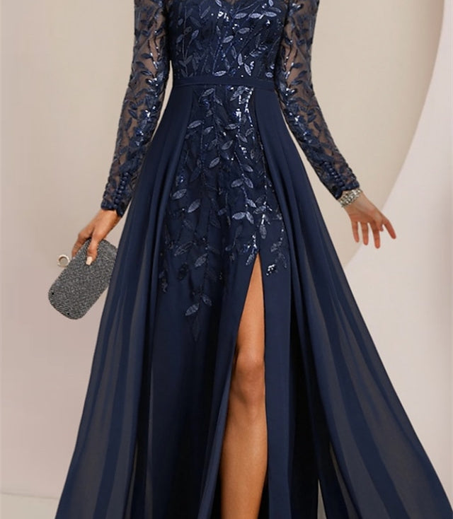 A-Line/Princess Scoop Long Sleeves Tea-Length Wedding Dress With Bowknot main image 1
