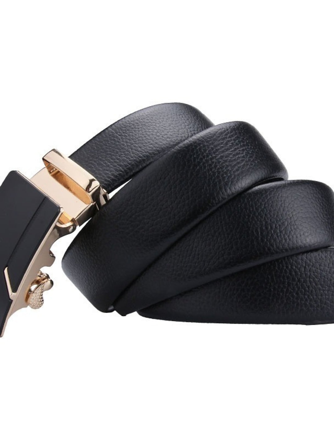 Men's Ratchet Black PU Leather Daily Wear Belt