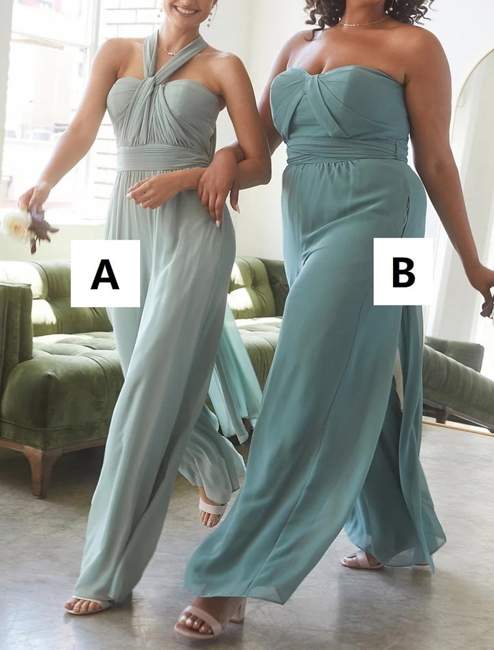 Jumpsuits Halter Floor-length Long Bridesmaid Dresses