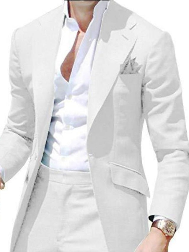 Men's Tailored Fit Single Breasted One-button 2 Pieces Wedding Suits