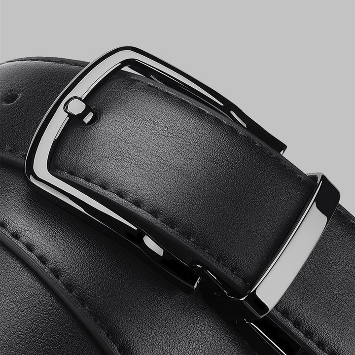 Men's Black PU Leather Pin Buckle Swivel Modern Business Wear Belt