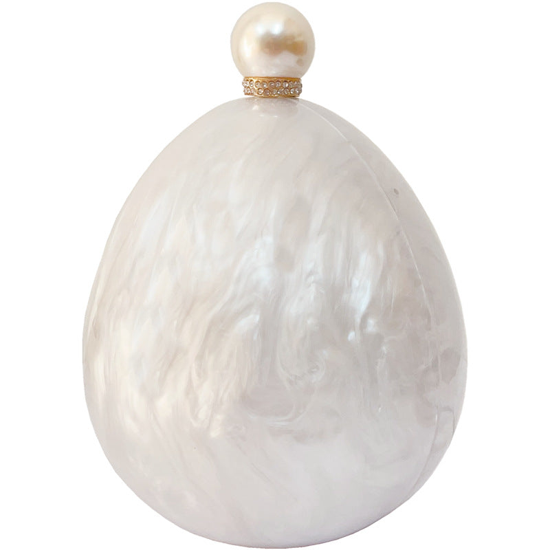Pleated Goose Egg Shaped Cloud Glue Acrylic Clutch Hand Bags