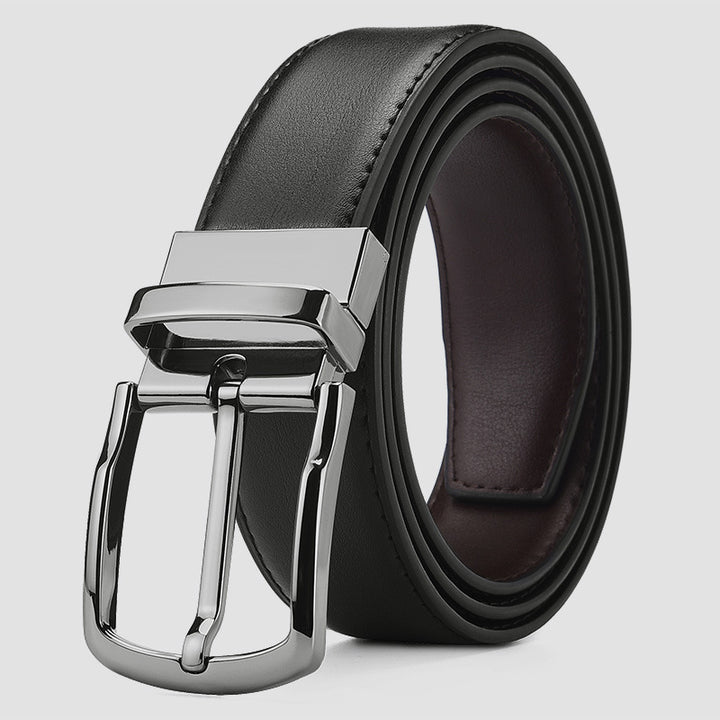 Men's Black PU Leather Pin Buckle Swivel Modern Business Wear Belt