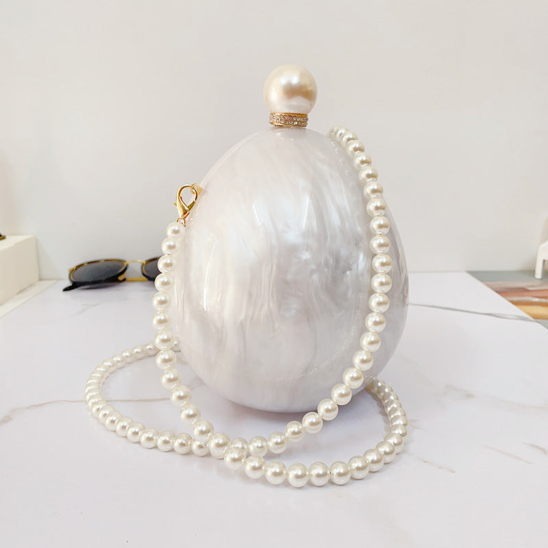 Pleated Goose Egg Shaped Cloud Glue Acrylic Clutch Hand Bags